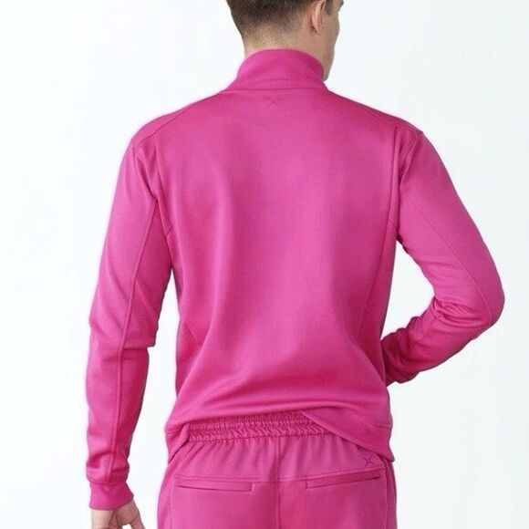 GSTQ Mens Medium Track Jacket Zip Up Hot Pink Athletic Luxury Streetwear NEW - Picture 2 of 12